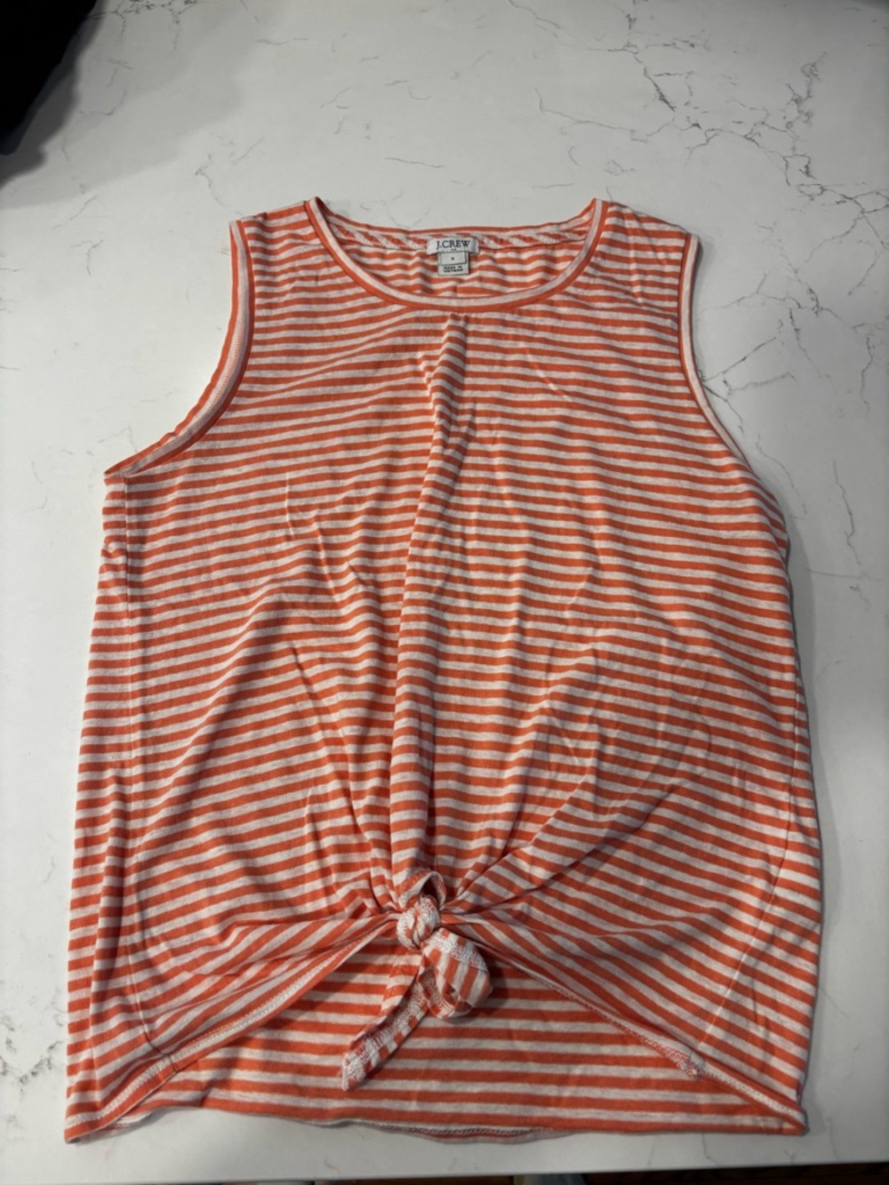 J. Crew Orange & White Striped Knot-Front Tank